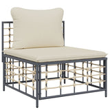 NNEVL 7 Piece Garden Lounge Set with Cushions Anthracite Poly Rattan