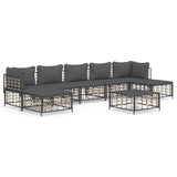 NNEVL 8 Piece Garden Lounge Set with Cushions Anthracite Poly Rattan