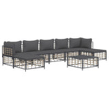 NNEVL 8 Piece Garden Lounge Set with Cushions Anthracite Poly Rattan