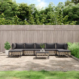 NNEVL 8 Piece Garden Lounge Set with Cushions Anthracite Poly Rattan
