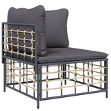 NNEVL 11 Piece Garden Lounge Set with Cushions Anthracite Poly Rattan
