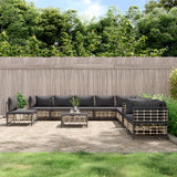 NNEVL 11 Piece Garden Lounge Set with Cushions Anthracite Poly Rattan