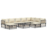 NNEVL 10 Piece Garden Lounge Set with Cushions Anthracite Poly Rattan