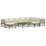 NNEVL 10 Piece Garden Lounge Set with Cushions Anthracite Poly Rattan
