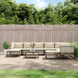 NNEVL 10 Piece Garden Lounge Set with Cushions Anthracite Poly Rattan