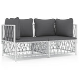 NNEVL 2 Piece Garden Lounge Set with Cushions White Steel
