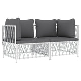 NNEVL 2 Piece Garden Lounge Set with Cushions White Steel
