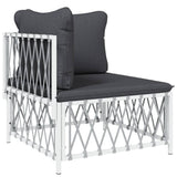 NNEVL 2 Piece Garden Lounge Set with Cushions White Steel