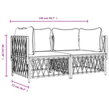 NNEVL 2 Piece Garden Lounge Set with Cushions White Steel