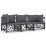 NNEVL 3 Piece Garden Lounge Set with Cushions Anthracite Steel