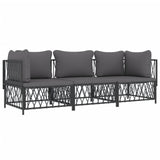 NNEVL 3 Piece Garden Lounge Set with Cushions Anthracite Steel