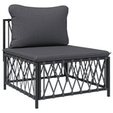 NNEVL 3 Piece Garden Lounge Set with Cushions Anthracite Steel