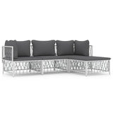 NNEVL 4 Piece Garden Lounge Set with Cushions White Steel