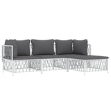 NNEVL 4 Piece Garden Lounge Set with Cushions White Steel