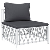 NNEVL 4 Piece Garden Lounge Set with Cushions White Steel