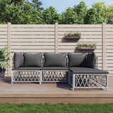 NNEVL 4 Piece Garden Lounge Set with Cushions White Steel