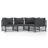 NNEVL 4 Piece Garden Lounge Set with Cushions Anthracite Steel