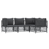 NNEVL 4 Piece Garden Lounge Set with Cushions Anthracite Steel