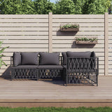 NNEVL 4 Piece Garden Lounge Set with Cushions Anthracite Steel