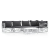 NNEVL 6 Piece Garden Lounge Set with Cushions White Steel