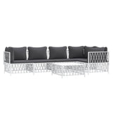 NNEVL 6 Piece Garden Lounge Set with Cushions White Steel