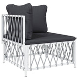 NNEVL 6 Piece Garden Lounge Set with Cushions White Steel