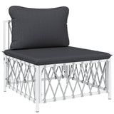 NNEVL 6 Piece Garden Lounge Set with Cushions White Steel