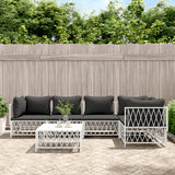 NNEVL 6 Piece Garden Lounge Set with Cushions White Steel