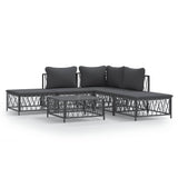 NNEVL 6 Piece Garden Lounge Set with Cushions Anthracite Steel