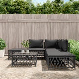 NNEVL 6 Piece Garden Lounge Set with Cushions Anthracite Steel