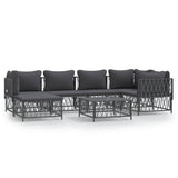 NNEVL 7 Piece Garden Lounge Set with Cushions Anthracite Steel