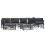 NNEVL 7 Piece Garden Lounge Set with Cushions Anthracite Steel
