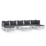 NNEVL 8 Piece Garden Lounge Set with Cushions White Steel