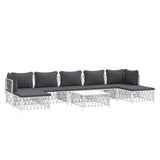 NNEVL 8 Piece Garden Lounge Set with Cushions White Steel