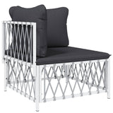 NNEVL 8 Piece Garden Lounge Set with Cushions White Steel