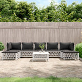 NNEVL 8 Piece Garden Lounge Set with Cushions White Steel