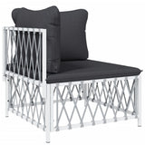NNEVL 7 Piece Garden Lounge Set with Cushions White Steel