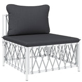 NNEVL 7 Piece Garden Lounge Set with Cushions White Steel