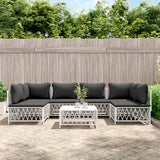 NNEVL 7 Piece Garden Lounge Set with Cushions White Steel