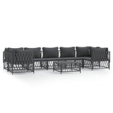 NNEVL 8 Piece Garden Lounge Set with Cushions Anthracite Steel