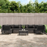 NNEVL 8 Piece Garden Lounge Set with Cushions Anthracite Steel