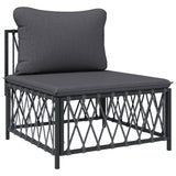 NNEVL 10 Piece Garden Lounge Set with Cushions Anthracite Steel