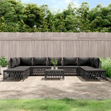 NNEVL 10 Piece Garden Lounge Set with Cushions Anthracite Steel