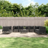 NNEVL 11 Piece Garden Lounge Set with Cushions Anthracite Steel