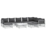 NNEVL 10 Piece Garden Lounge Set with Cushions White Steel