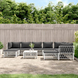 NNEVL 10 Piece Garden Lounge Set with Cushions White Steel
