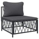NNEVL 9 Piece Garden Lounge Set with Cushions Anthracite Steel