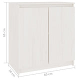 NNEVL Side Cabinet White 60x36x65 cm Solid Wood Pine