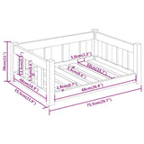 NNEVL Dog Bed White 75.5x55.5x28 cm Solid Wood Pine