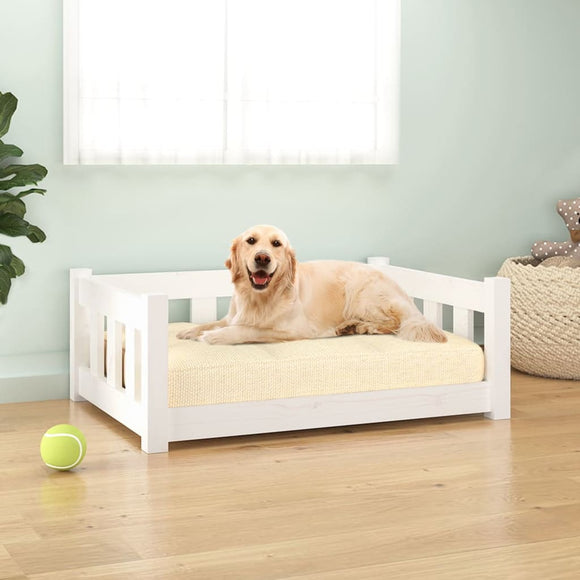 NNEVL Dog Bed White 75.5x55.5x28 cm Solid Wood Pine
